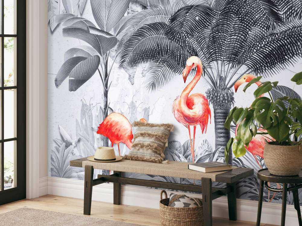 Djungel med flamingos