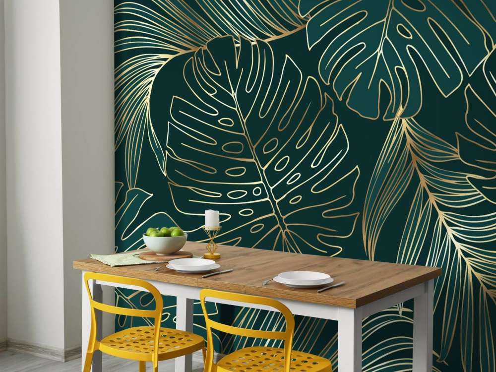 Gröna blad med guld