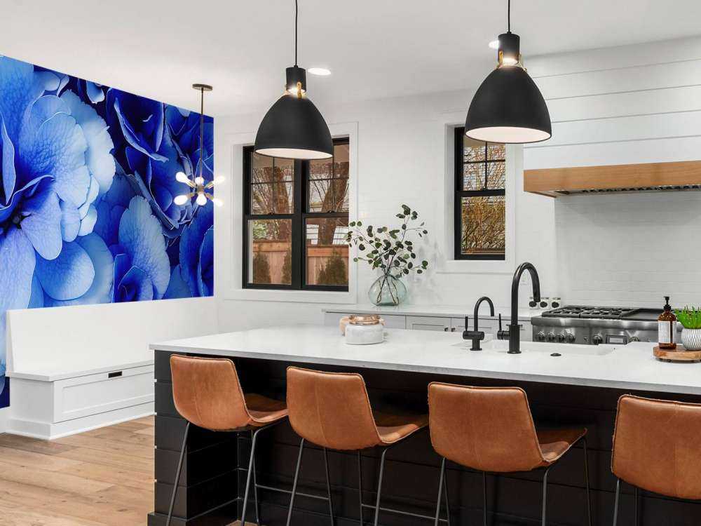 Närbild av blå hortensior