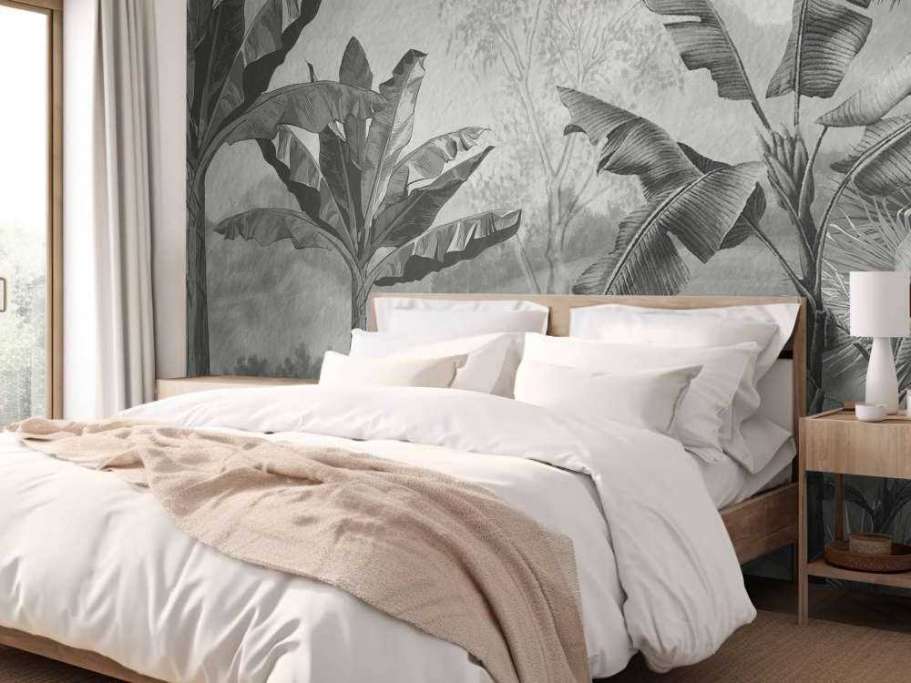 Bananträd i svartvitt