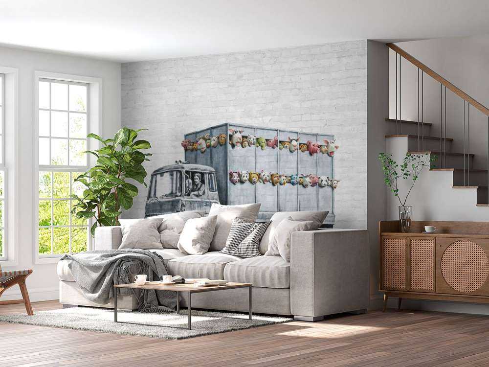 Banksy - Meat truck, white bricks