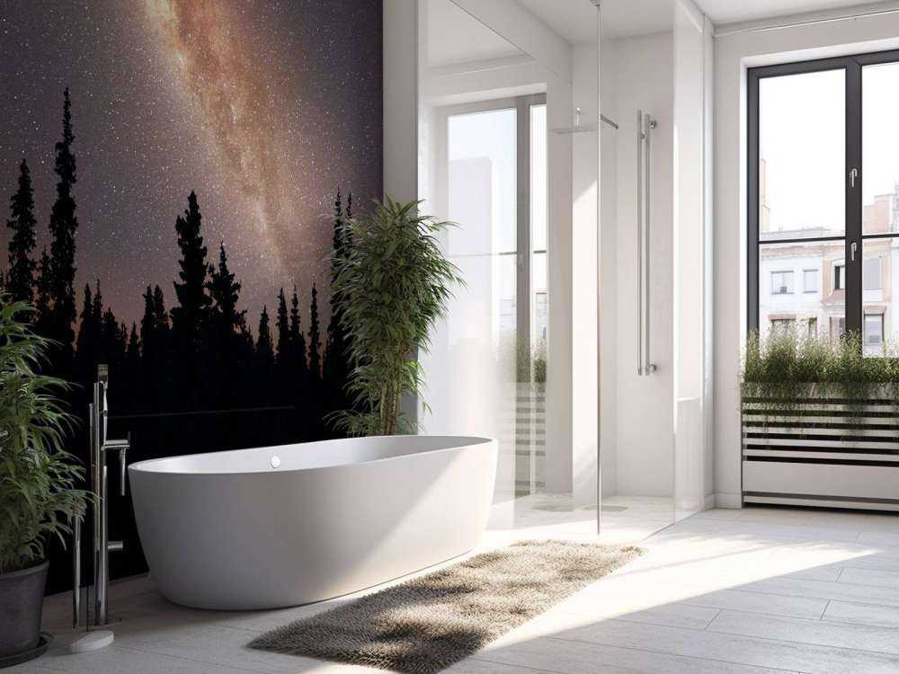 Vintergatan över siluett av träd