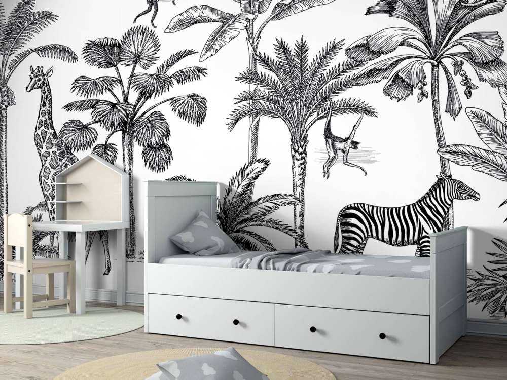 Djungel med tropiska djur