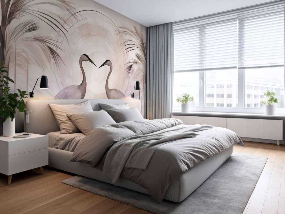 Kranar vid solnedgången grå