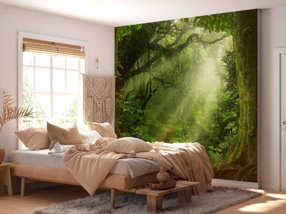 Djungel med solstrålar