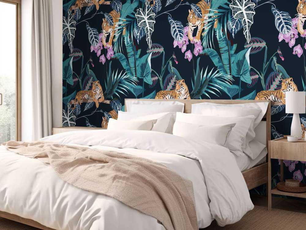 Tigre, blade og blomster