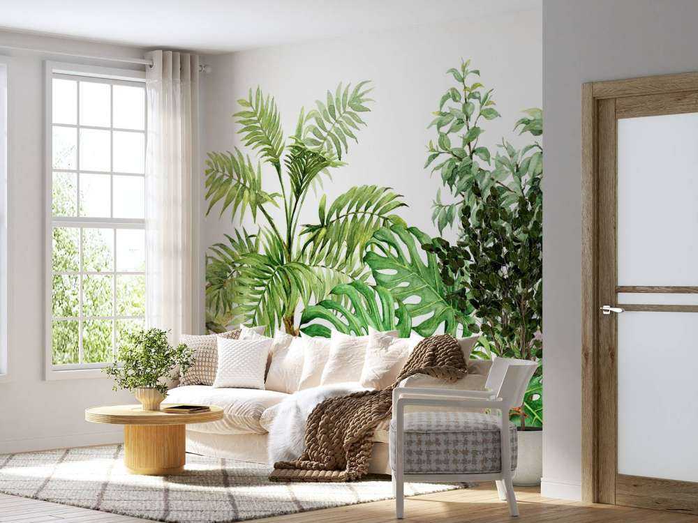 Tropiske planter af akvarel