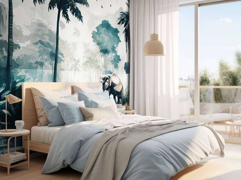 Tropisk jungle i akvarel