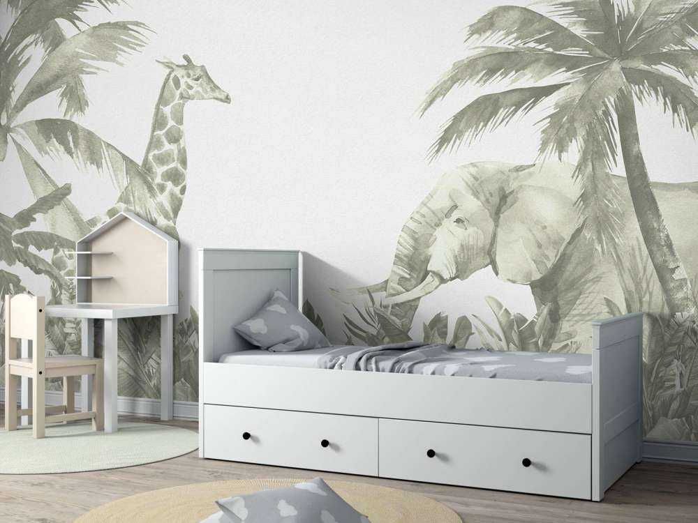 Forskellige jungledyr i grønt