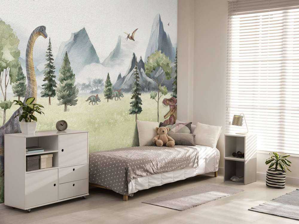 Landskab med farvedinosaurer