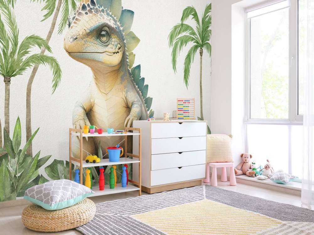 Baby stegosaurus i junglen