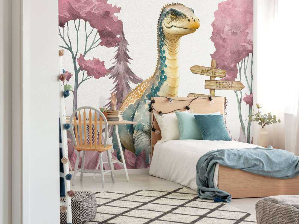 Baby brachiosaurus i den rosa junglen