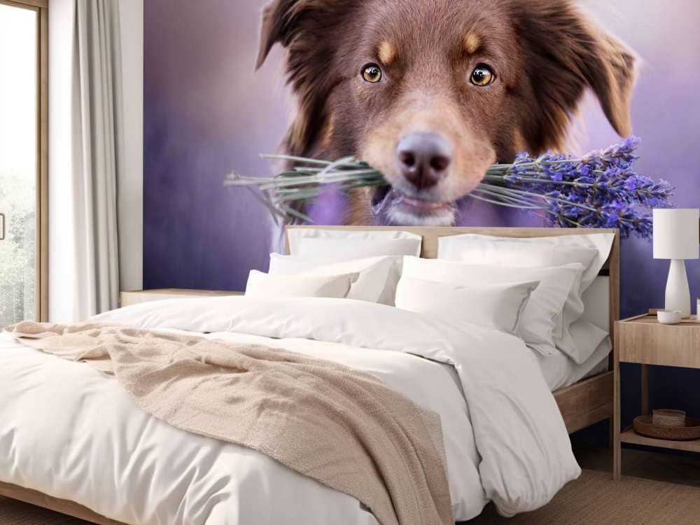 Hund med lavendel