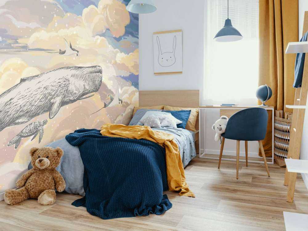 Hval svømmer gennem skyerne