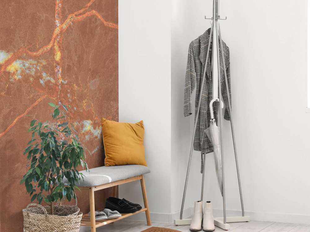 Terracotta marmor med linjer