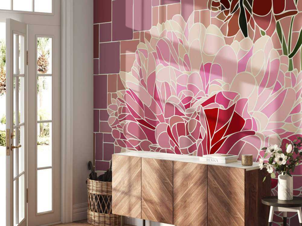 Lyserøde blomster mosaik