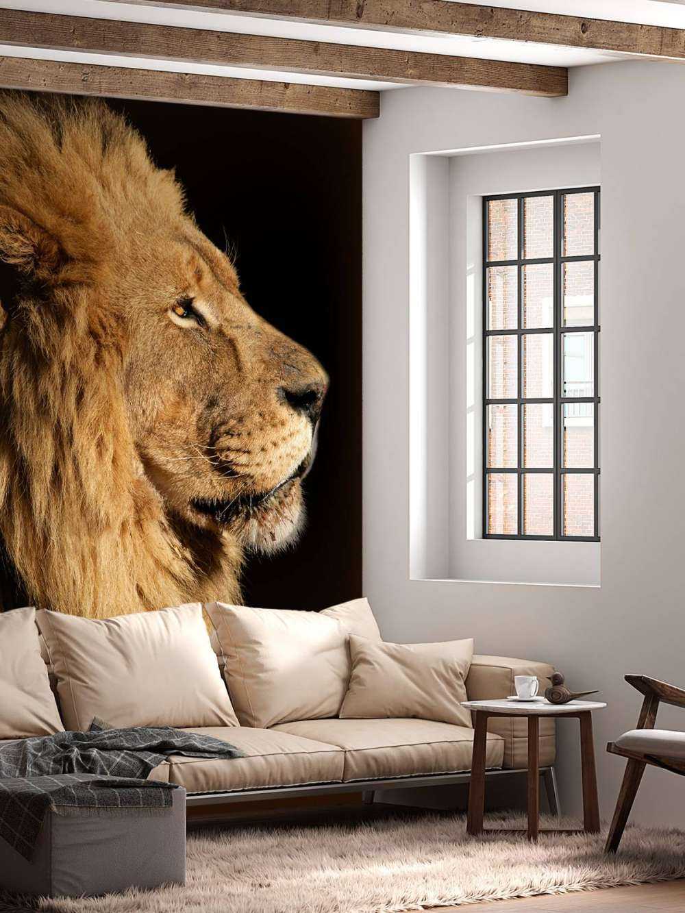 Sideprafil af en løve