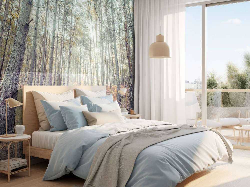 Sti gennem en solbeskinnet skov