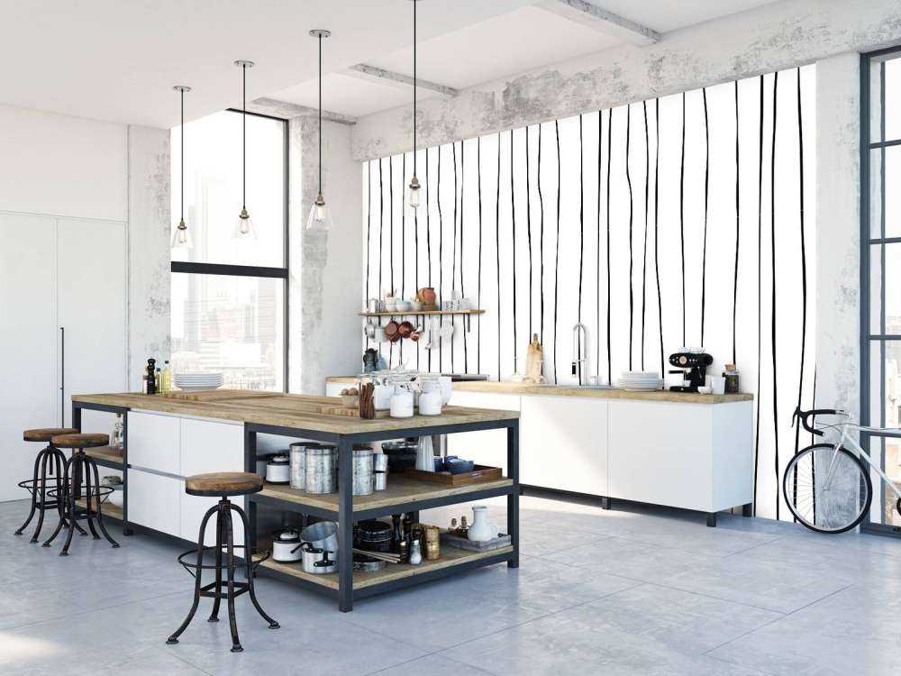 Abstrakte linjer i sort og hvid