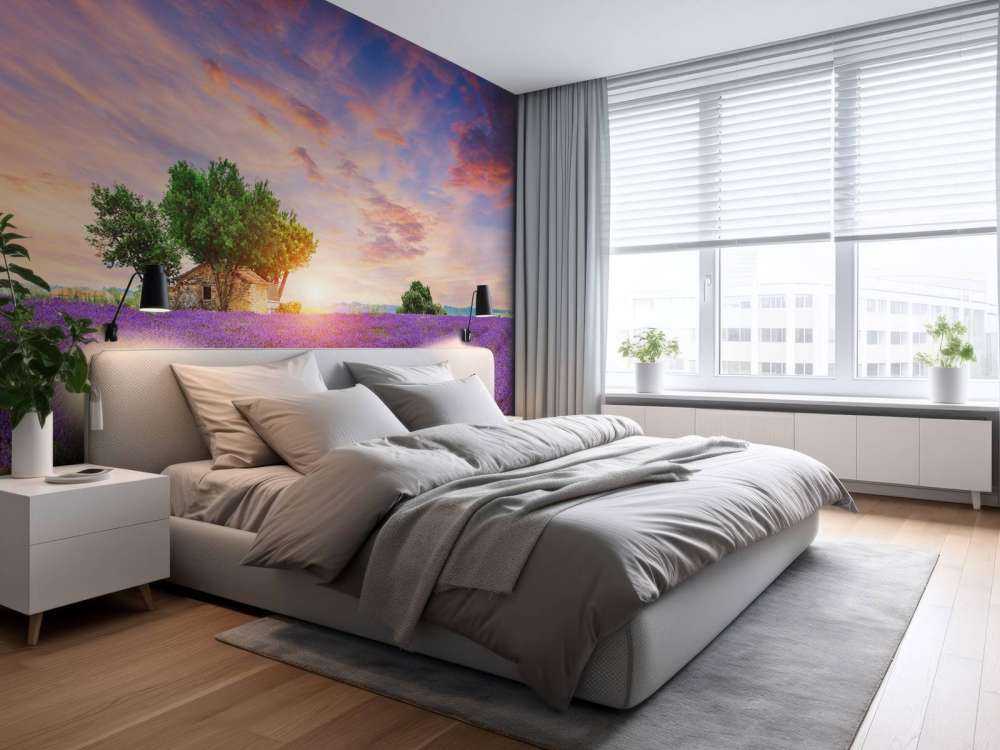 Lavendel felt under solopgang