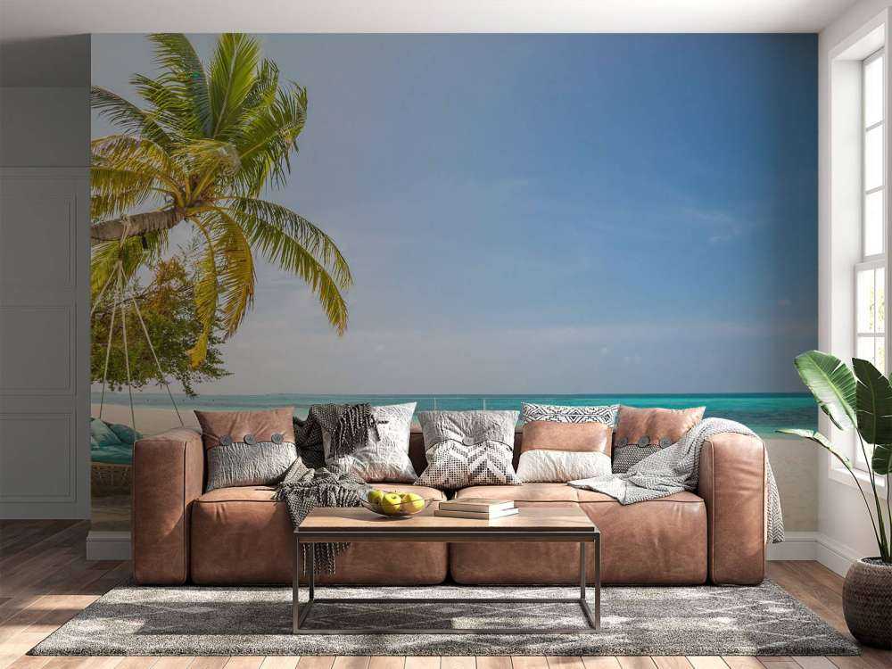 Tropisk strand med gynge