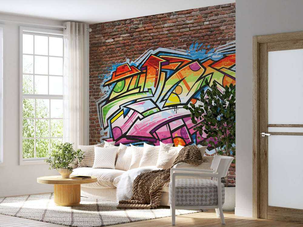 Graffiti på røde mursten