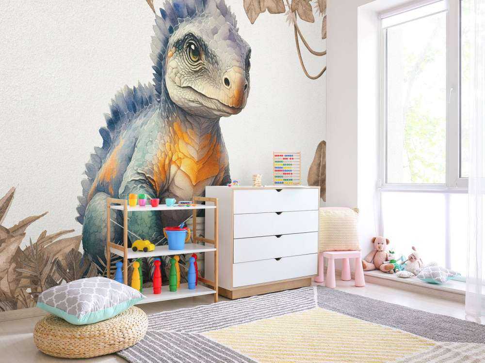 Baby ankylosaurus i den taupefarvede junglen