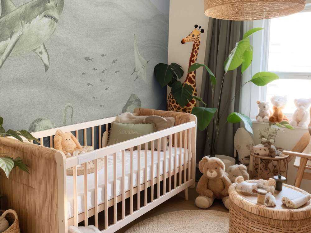 Undervandsverden med hajer i grønt