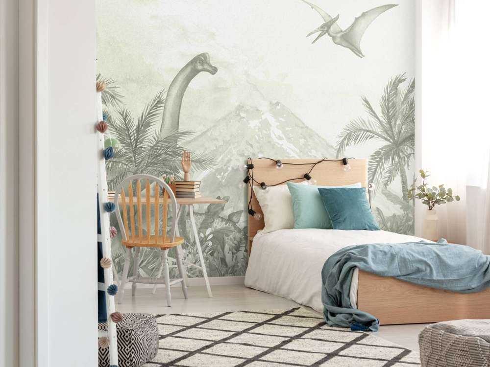 Forskellige dinosaurer i grønt