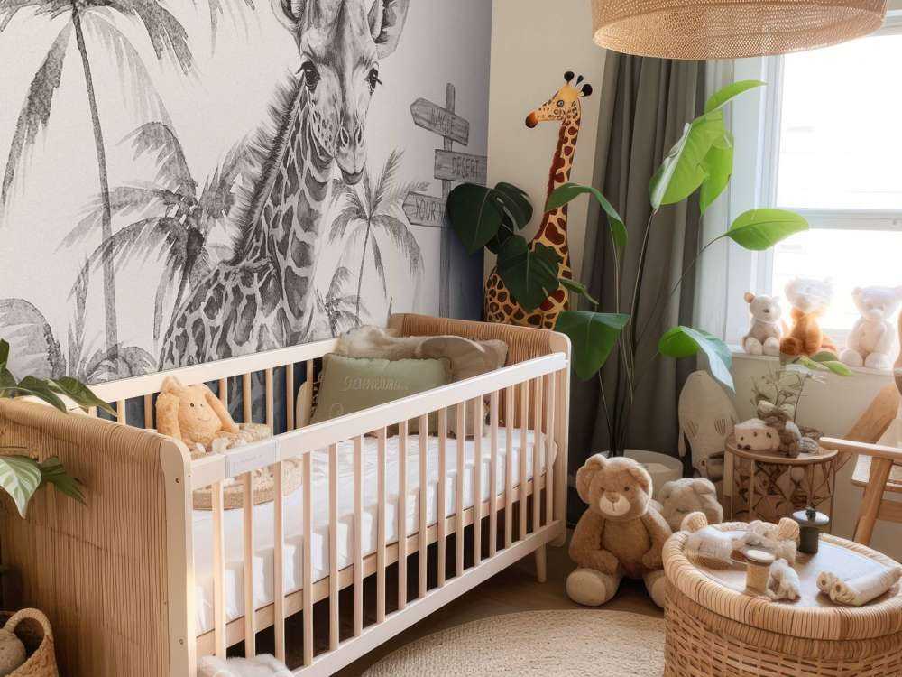 Baby-giraf i junglen beige