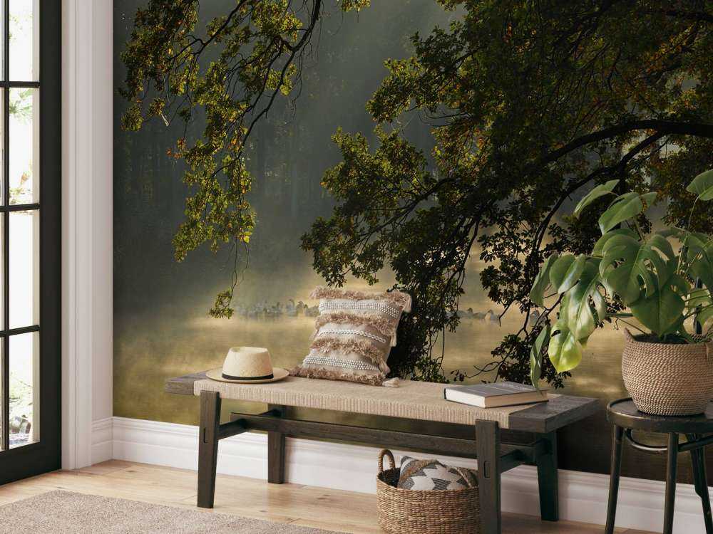 Overhængende grene over vandet