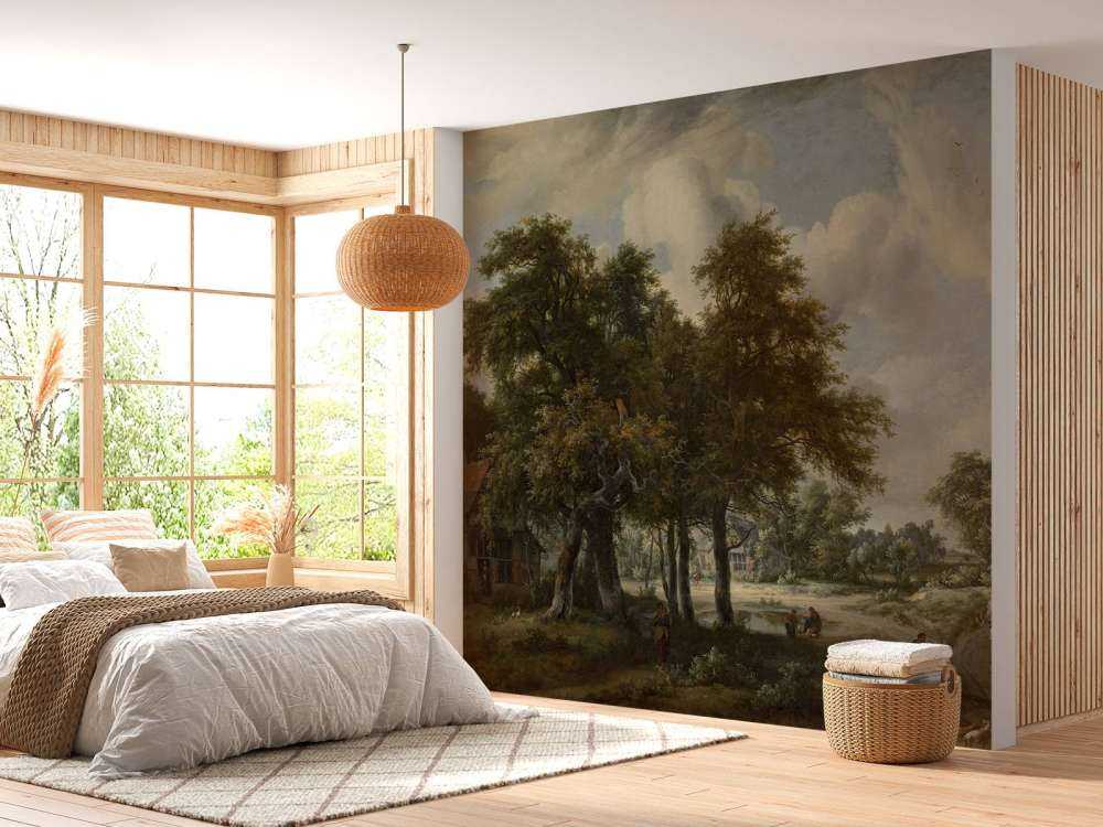 Skovlandskab med bondegårde