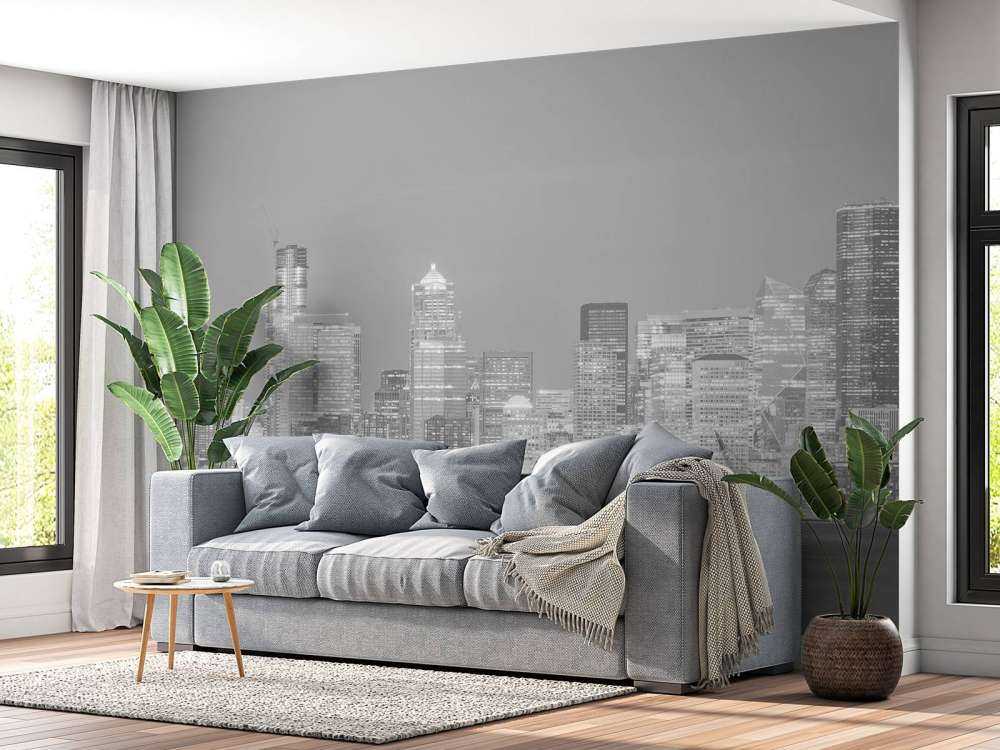 Skyline Seattle i svart och vitt