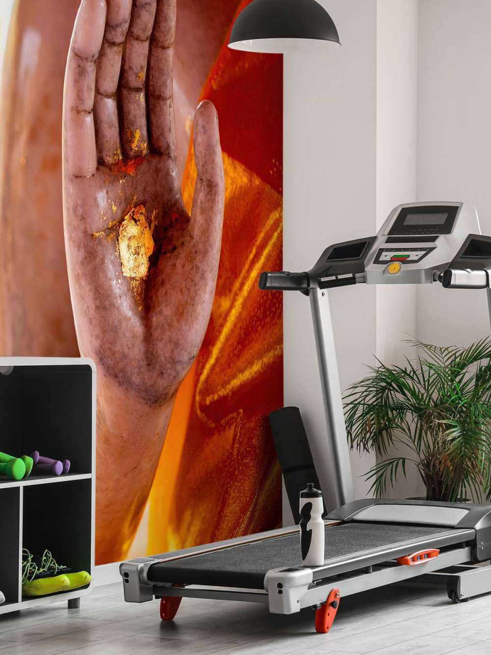 Palm med guldplakett Bangkok tempelkomplex (Thailand)  