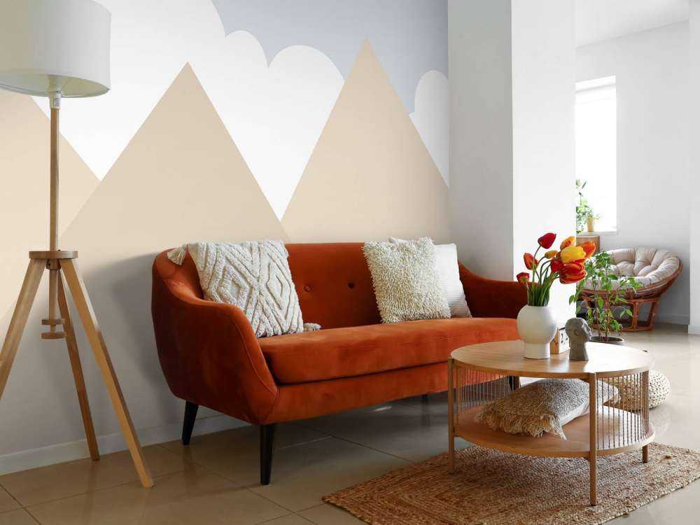 Höga berg med luftballonger