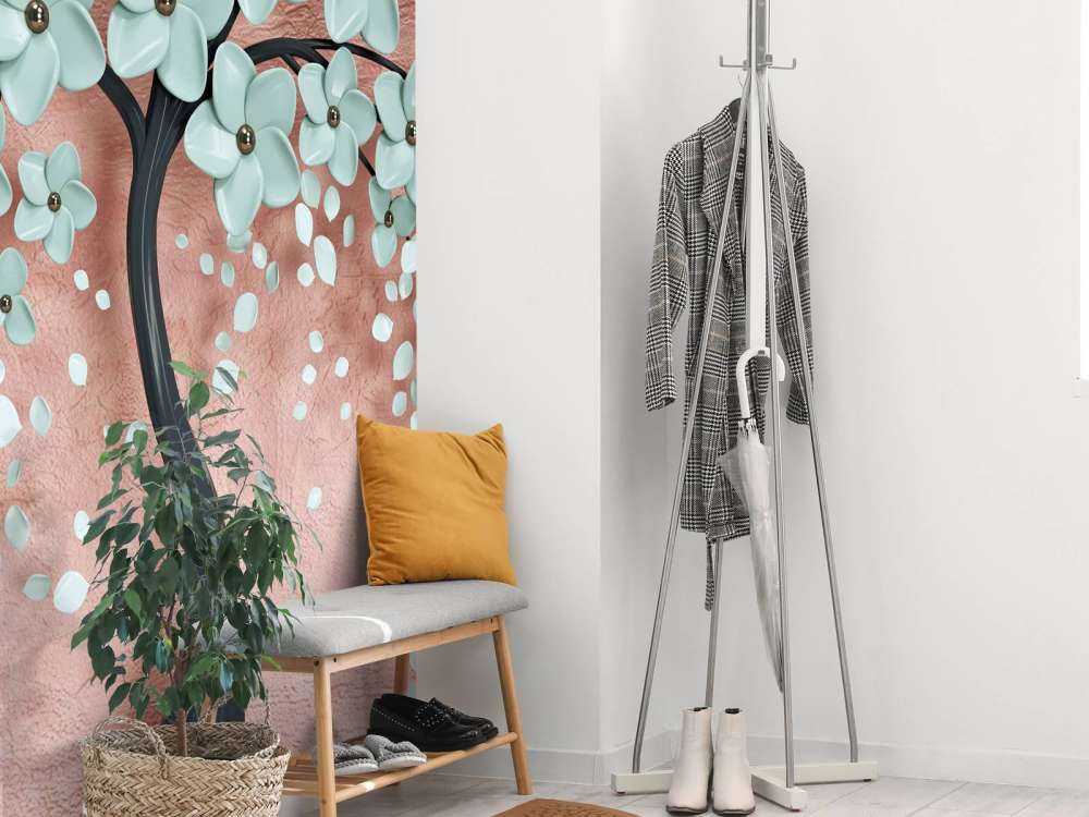 Svart fantasiträd med mintblommor