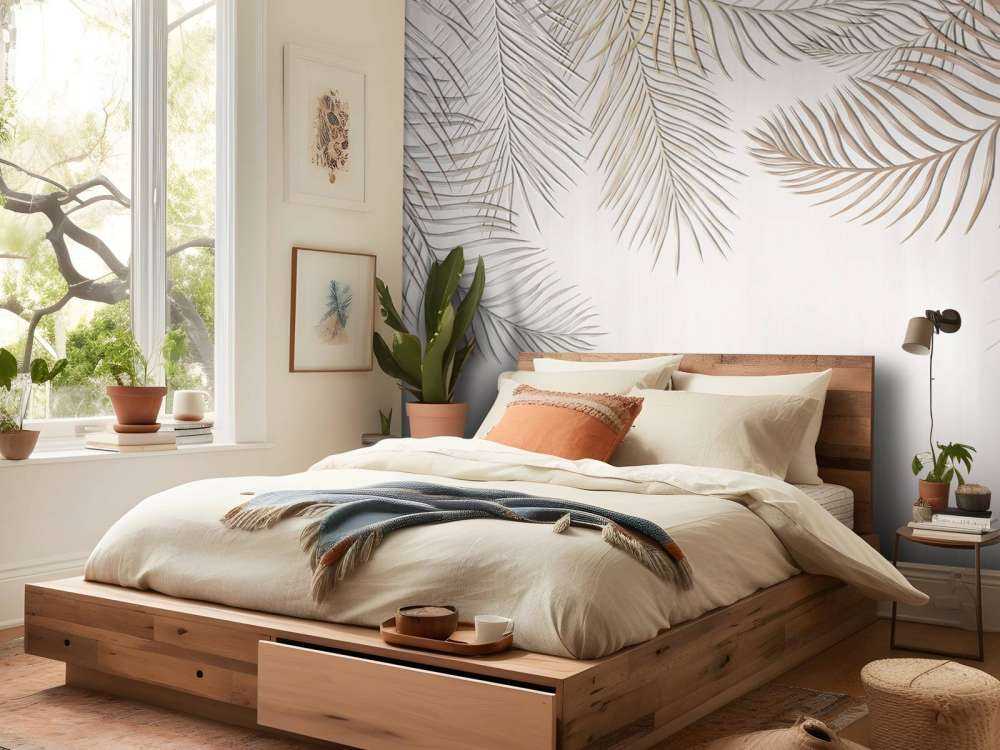 Beige färgade palmblad