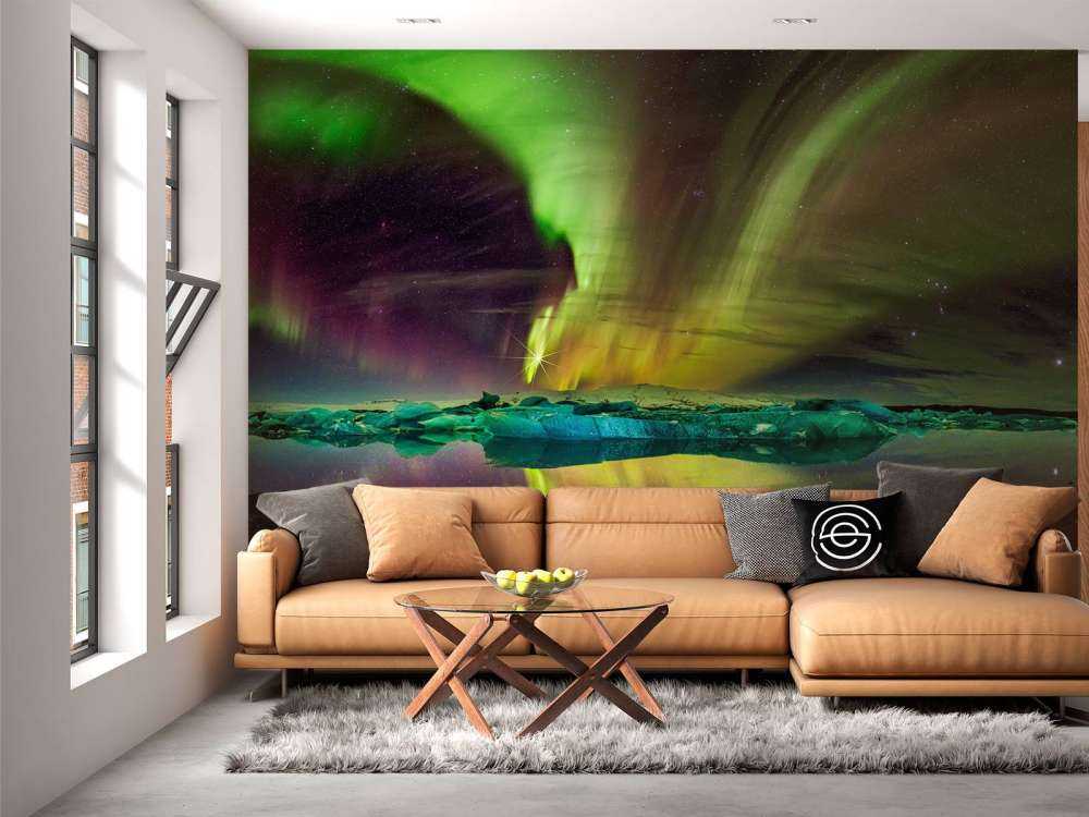 Norrsken i Jökulsárlón