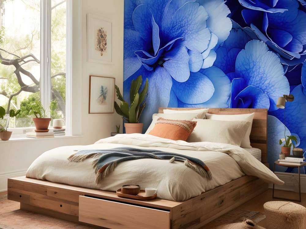 Närbild av blå hortensior