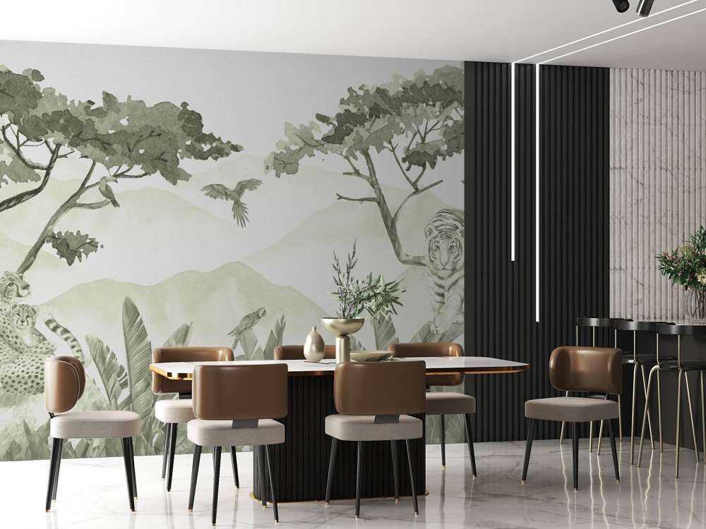 Rovdjur i djungeln i grönt