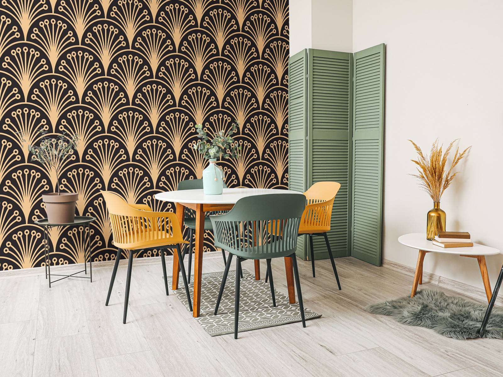 Guld art deco blommor