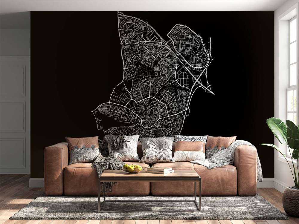 Karta över Amersfoort, svart