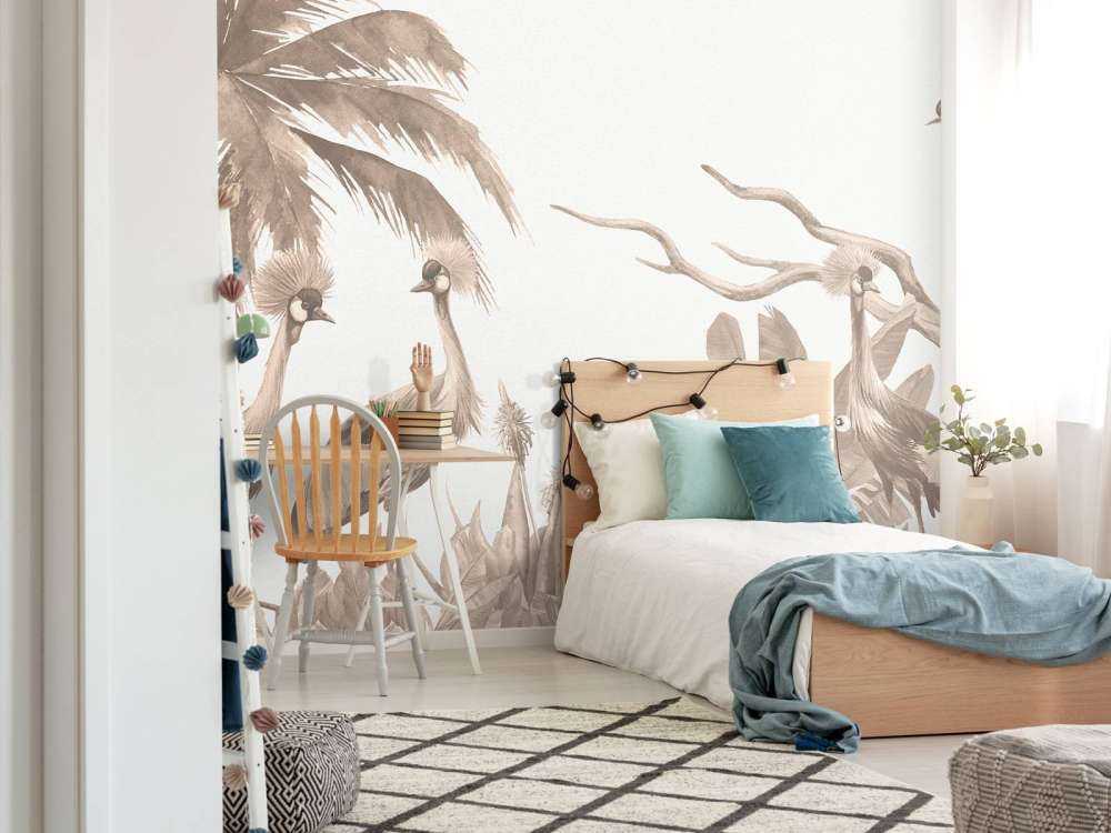 Jungel med kraner i taupe