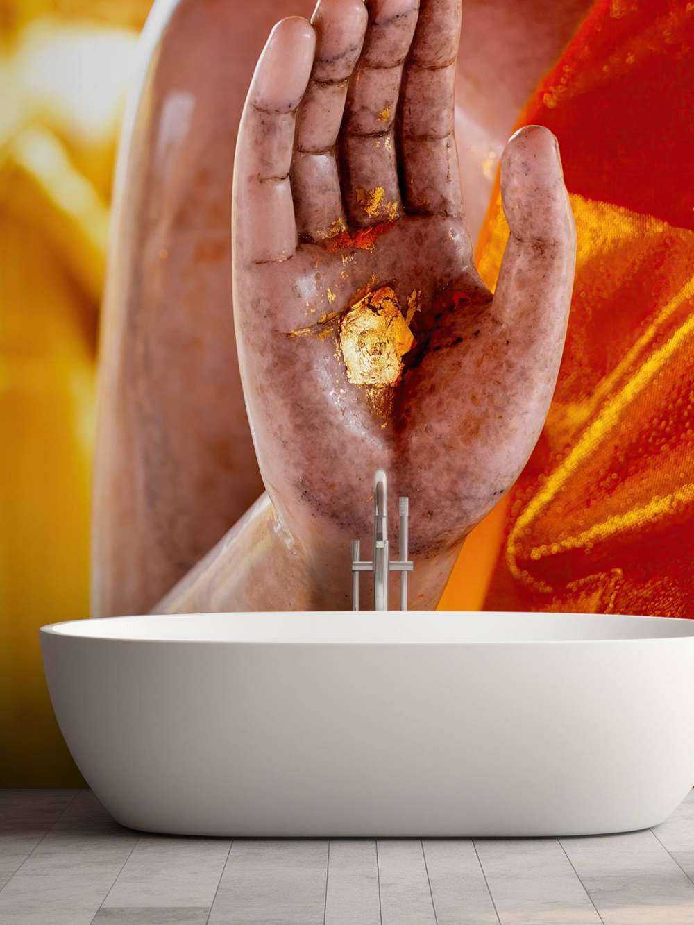 Palme med gullplakett Tempelkompleks Bangkok (Thailand)