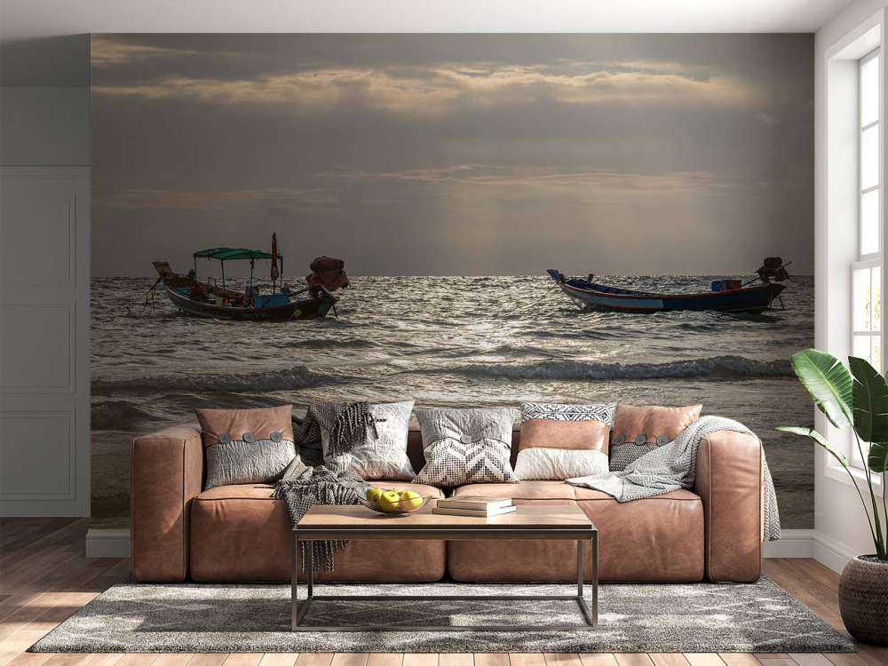 Natten faller på Kho Pipi Island (Thailand)