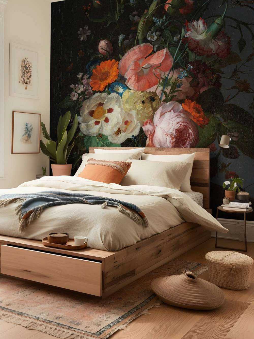 Stilleben med blomster på en marmor benkeplate