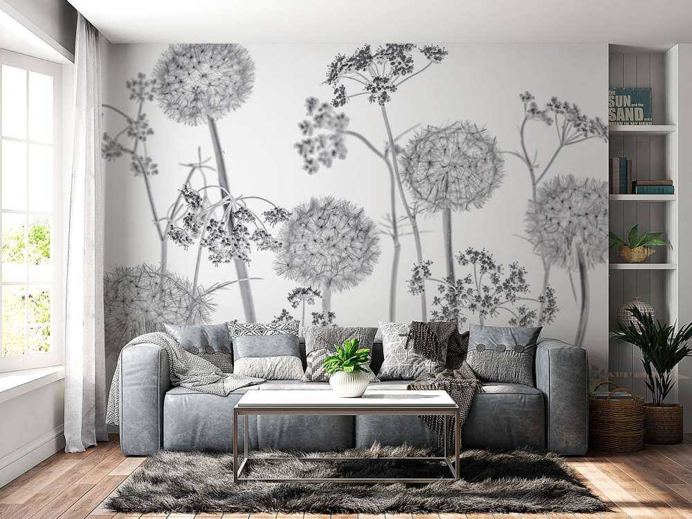 Engblomster i svart og hvitt