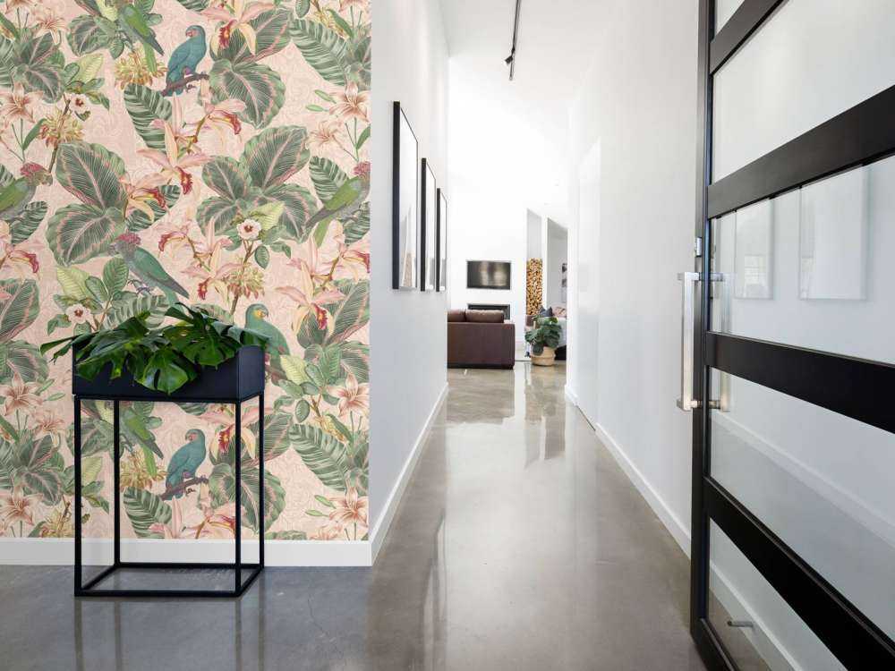 Tropiske jungelfugler og papegøyer - sart rosa