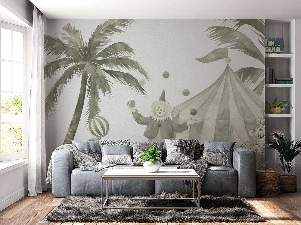 Glade sirkusdyr i grønt