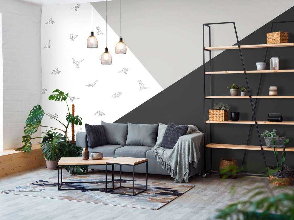 Sorte og hvide trekanter med dinosaurer